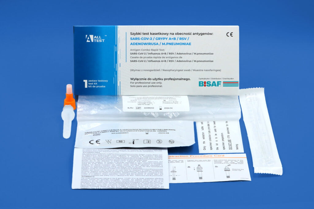 Test Combo W Oddechowe Sars Cov Grypa A B Rsv Adenowirus Mycoplasma Pneumoniae