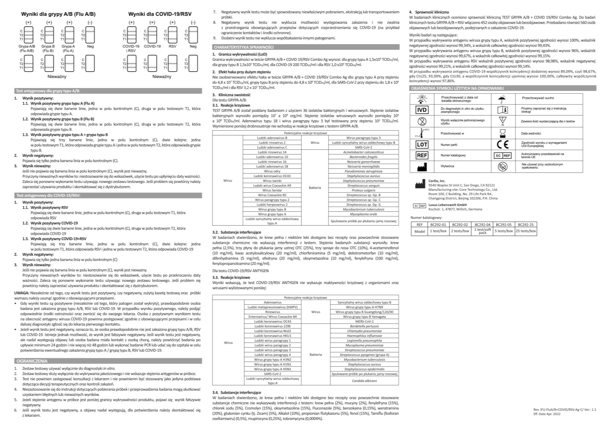 Influenza A/B + COVID-19/RSV Combo Ag Test - Ordibed