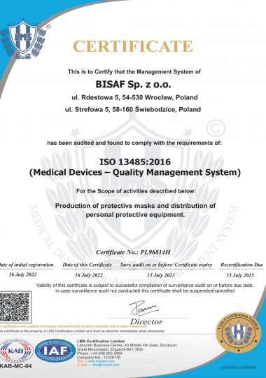 CERT ISO 13485 BISAF eng-1